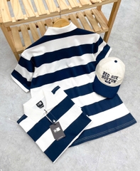 2184 - Áo Polo New Era NY Chìm Xanh Navy Sọc Trắng [HÀNG CHÍNH HÃNG]
