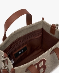 441 -  Túi MLB Canvas Basic Big Logo Small Tote Bag - D. Brown - Code 3AORS062N-43BRD [HÀNG CHÍNH HÃNG]