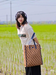 1227 -  Túi MLB Tote Mono Diamond Jackquard NY Black - Nâu - Code 3AORM012N-43BGD [HÀNG CHÍNH HÃNG]