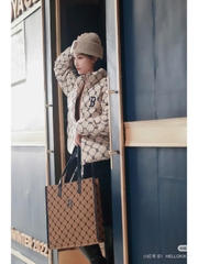 1227 -  Túi MLB Tote Mono Diamond Jackquard NY Black - Nâu - Code 3AORM012N-43BGD [HÀNG CHÍNH HÃNG]