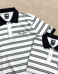 2253 - Áo Polo New Era New York Basic Trắng 2 Sọc Đen [HÀNG CHÍNH HÃNG]