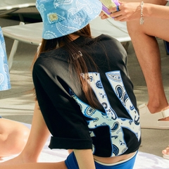 540 -  Áo MLB NY Paisley Logo - NY Hoa Xanh - Đen - Code 3ATSI0333-50BKS [HÀNG CHÍNH HÃNG]