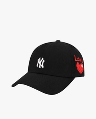 437 -  Nón MLB Unstructured Ball cap - Đen - Ny Trắng Love Tim Đỏ [HÀNG CHÍNH HÃNG]
