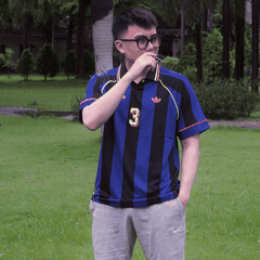 1684 - Áo Adidas Originals Jcquard Jersey Semi Lucid Blue / Black KD2307 - Xanh Dương Đen [HÀNG CHÍNH HÃNG]