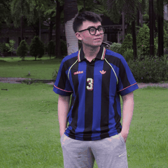 1684 - Áo Adidas Originals Jcquard Jersey Semi Lucid Blue / Black KD2307 - Xanh Dương Đen [HÀNG CHÍNH HÃNG]