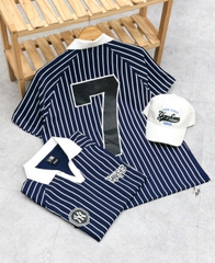 2629 - Áo Polo New Era NY Yankees 07 Xanh Sọc Trắng [HÀNG CHÍNH HÃNG]