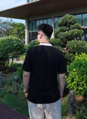 2126 - Áo Polo New Era NY Đen Cổ Trắng Viền Nâu [HÀNG CHÍNH HÃNG]