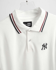 2597 - Áo Polo New Era NY Trắng Cổ Viền Đỏ Đen [HÀNG CHÍNH HÃNG]