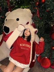 2065 - Áo Sweater New Era New York Yankee Đỏ Vin Bo Trắng Đỏ [HÀNG CHÍNH HÃNG]