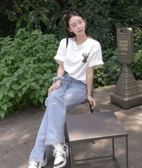 2114 - Áo ADLV Fuzzy Font Rabbit Trắng Kem Acmé de la vie ADLV-24SS-SSAFFR-CRM [HÀNG CHÍNH HÃNG]