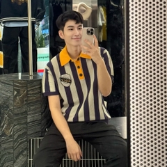 2035 - Áo ADLV Len Ngắn Tay Collar Point Stripe Xanh Navy 25SS-TP-KN-LG-CPK-NVY Acmé de la vie [HÀNG CHÍNH HÃNG]