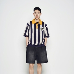 2035 - Áo ADLV Len Ngắn Tay Collar Point Stripe Xanh Navy 25SS-TP-KN-LG-CPK-NVY Acmé de la vie [HÀNG CHÍNH HÃNG]