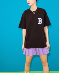 548 -  Áo MLB Big B Boston Monotive Overfit - Đen - Big B Monogram Tím - Code 3ATSM3033N-50BKS [HÀNG CHÍNH HÃNG]