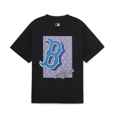 548 -  Áo MLB Big B Boston Monotive Overfit - Đen - Big B Monogram Tím - Code 3ATSM3033N-50BKS [HÀNG CHÍNH HÃNG]