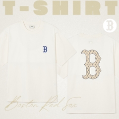 1055 -  Áo MLB Classic Monogram Big Lux Boston Red Sox Cream - Trắng Kem - Code 3ATSM0343 43CRS [HÀNG CHÍNH HÃNG]