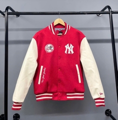 2073 - Áo Bomber New Era Nỉ Varsity NY New York Yankee Đỏ Tay Trắng [HÀNG CHÍNH HÃNG]