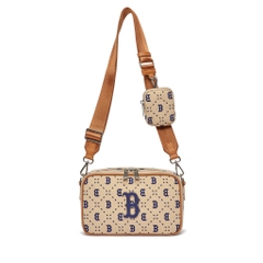 503 -  Túi MLB Dia Monogram Jacquard Boston Red Sox Logo Navy - Nâu Nhạt Monogram - Code  3ACRM013N-43SAL [HÀNG CHÍNH HÃNG]