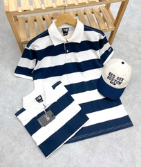 2184 - Áo Polo New Era NY Chìm Xanh Navy Sọc Trắng [HÀNG CHÍNH HÃNG]