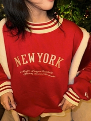 2065 - Áo Sweater New Era New York Yankee Đỏ Vin Bo Trắng Đỏ [HÀNG CHÍNH HÃNG]