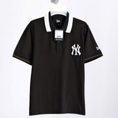 2126 - Áo Polo New Era NY Đen Cổ Trắng Viền Nâu [HÀNG CHÍNH HÃNG]