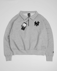 2257 - Áo Sweater New Era Quater Zipper NY New York Yankees Gấu Trắng Xám [HÀNG CHÍNH HÃNG]