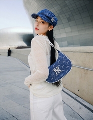 891 -  Túi MLB Diamond Monogram Denim Jacquard Hobo Bag New York Yankees D.Navy - Code 3ABQS023N-50NYD [HÀNG CHÍNH HÃNG]