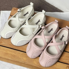 2708 - Giày Jeep Vintage Mary Jane Toe Ballet White-Grey P661W13310 [HÀNG CHÍNH HÃNG]