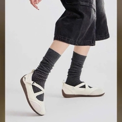 2708 - Giày Jeep Vintage Mary Jane Toe Ballet White-Grey P661W13310 [HÀNG CHÍNH HÃNG]