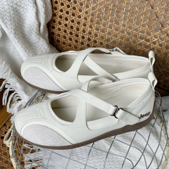 2708 - Giày Jeep Vintage Mary Jane Toe Ballet White-Grey P661W13310 [HÀNG CHÍNH HÃNG]