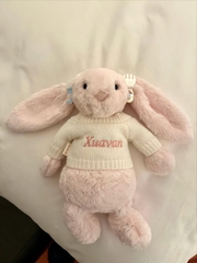 2143 - JellyCat Bashful Bunny Blush 31cm - Jellycat Bashful Blush Bunny Medium 31cm Màu Hồng Đào [HÀNG CHÍNH HÃNG]