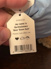 2083 - JellyCat Bear Bartholomew Snow Suit 31cm - JellyCat Bartholomew Bear Snow Suit Medium 31cm [HÀNG CHÍNH HÃNG]