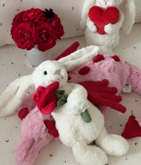 2112 - JellyCat Bunny Bashful Cream With Rose 31cm - Jellycat Bashful Cream Bunny with Rose Medium 31cm [HÀNG CHÍNH HÃNG]