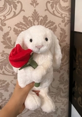 2112 - JellyCat Bunny Bashful Cream With Rose 31cm - Jellycat Bashful Cream Bunny with Rose Medium 31cm [HÀNG CHÍNH HÃNG]