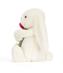 2112 - JellyCat Bunny Bashful Cream With Rose 31cm - Jellycat Bashful Cream Bunny with Rose Medium 31cm [HÀNG CHÍNH HÃNG]