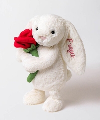 2112 - JellyCat Bunny Bashful Cream With Rose 31cm - Jellycat Bashful Cream Bunny with Rose Medium 31cm [HÀNG CHÍNH HÃNG]