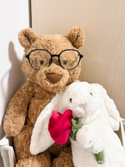 2112 - JellyCat Bunny Bashful Cream With Rose 31cm - Jellycat Bashful Cream Bunny with Rose Medium 31cm [HÀNG CHÍNH HÃNG]