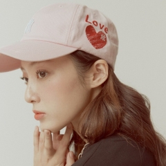 436 -  Nón MLB Unstructured Ball cap - Hồng - Ny Trắng Love Tim Đỏ [HÀNG CHÍNH HÃNG]