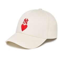 399 -  Nón MLB Unstructured Ball cap - Trắng Kem - Ny Trái Tim Đỏ [HÀNG CHÍNH HÃNG]