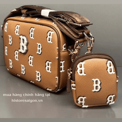 1015 -  Túi MLB Big B Monogram Dia Boston Beige Brown - Túi Đeo Chéo - Be Nâu - Code 7ACRM084N 43CAS [HÀNG CHÍNH HÃNG]
