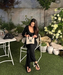 444 -  Túi MLB Canvas Basic Big Logo Small Tote Bag - Black - Code 3AORS062N-50BKS [HÀNG CHÍNH HÃNG]