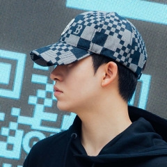 999 -  Nón MLB Monogram Checker Board Big B Denim FW Unisex Street Style - Code 3ACPCC12N 43BKS [HÀNG CHÍNH HÃNG]