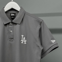 1140 -  Áo Polo New Era LA Dodgers Basic Grey - Xám Đen Chì - Code 13280344 [HÀNG CHÍNH HÃNG]