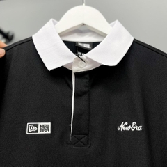 969 -  Áo Polo New Era Thêu Flag Logo - Đen Cổ Trắng - Code 14109034 [HÀNG CHÍNH HÃNG]