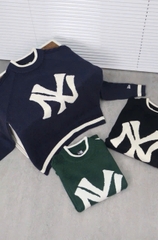 1983 - Áo Sweater New Era Knit NY Trắng Xanh Lá [HÀNG CHÍNH HÃNG]