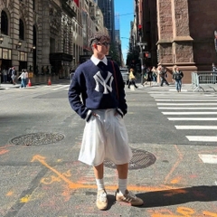 1982 - Áo Sweater New Era Knit NY Trắng Xanh Navy [HÀNG CHÍNH HÃNG]