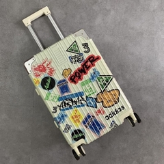 646 -  Vali Adidas Sticker Power - Size Cabin 22 Xách Tay - Trắng Kem [HÀNG CHÍNH HÃNG]
