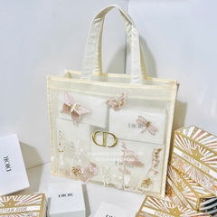 2743 - Túi Tote Dior Butterfly Gift Trắng Kem (Gift Hãng Tặng Khách) [HÀNG CHÍNH HÃNG]