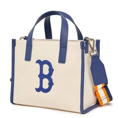443 -  Túi MLB Canvas Basic Big Logo Small Tote Bag - Cream Blue - Code 3AORS062N-43CRS [HÀNG CHÍNH HÃNG]