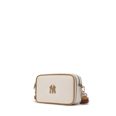 565 -  Túi MLB NY Monogram Chìm Mini - Trắng Kem viền Nâu - Code 3ACRS014N 50CRD [HÀNG CHÍNH HÃNG]
