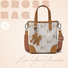 617 -  Túi MLB Diamond Monogram Jacquard Mini Cross Bag New York Yankees White/ brown - Code 3ACRS054N-50CRS [HÀNG CHÍNH HÃNG]